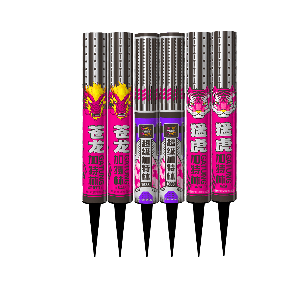 抖音同款爆款网红加特林烟花过年儿童玩具哒哒哒烟火焰火一箱12支，888发一支